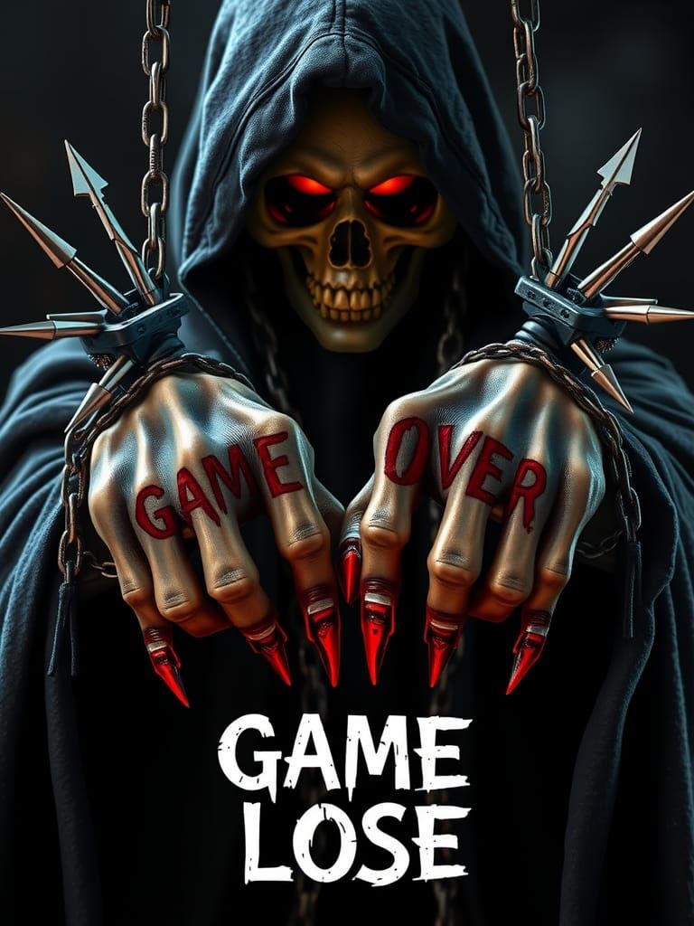 Menacing Gothic Grim Reaper Declares "Game Over"