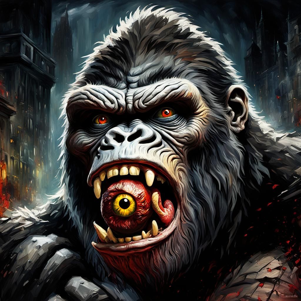 Grotesque King Kong: A Gothic Horror Impression