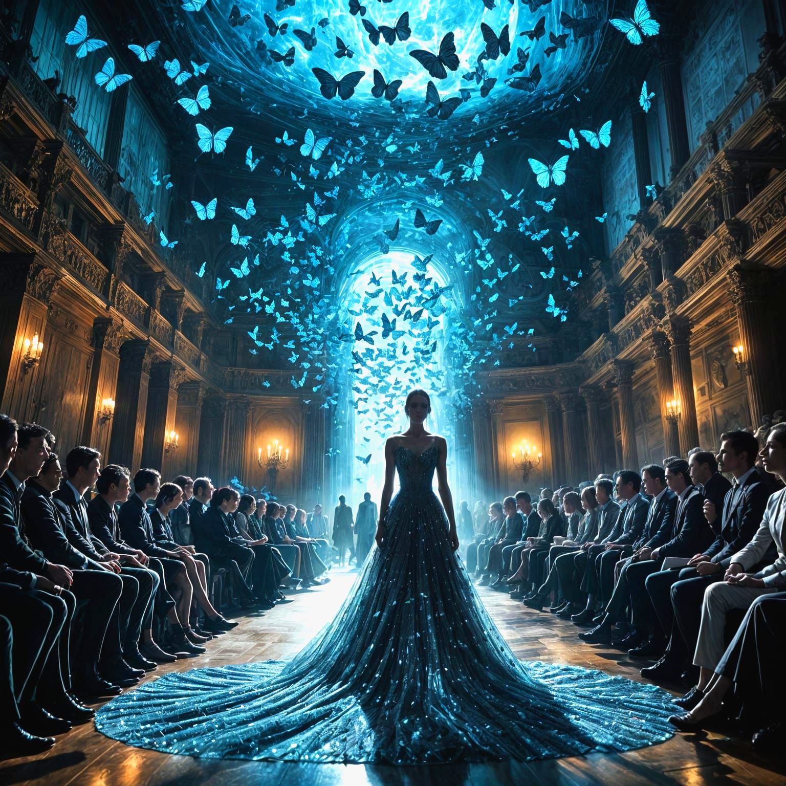 Ethereal Model in Haute Couture Metamorphosis