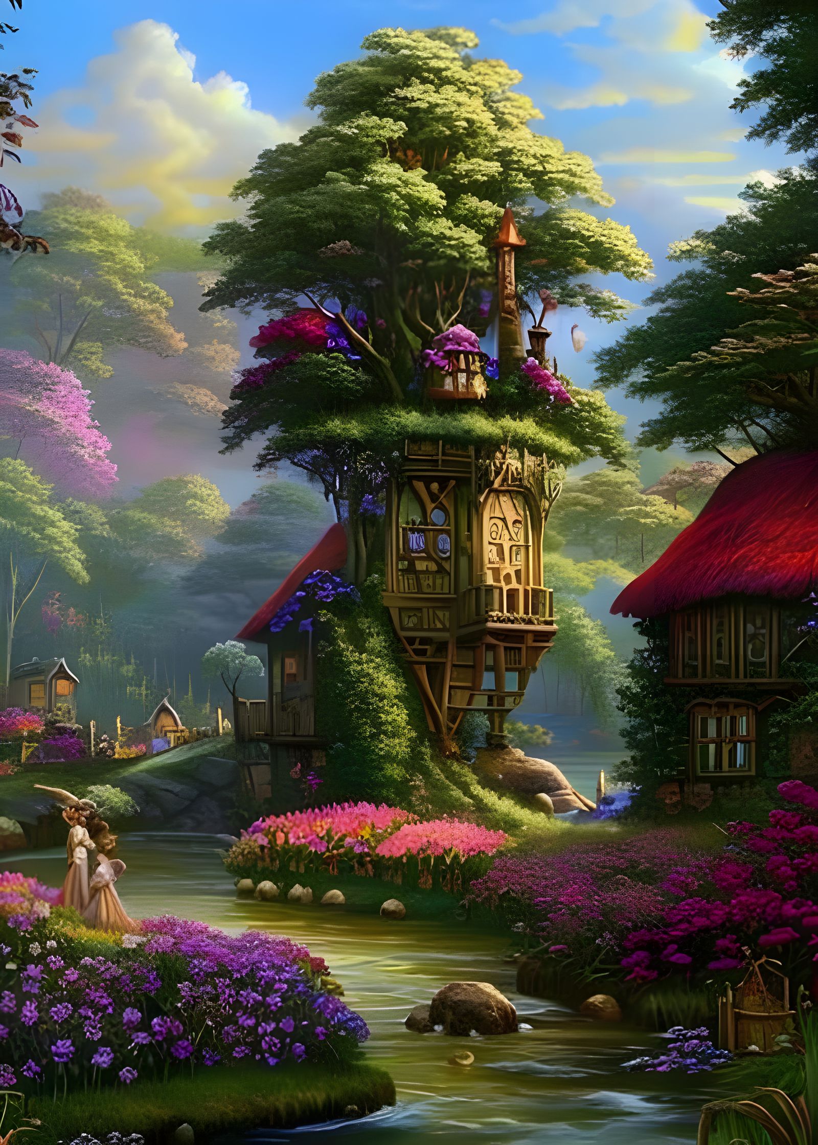Enchanted Elven Village in Cottagecore Style