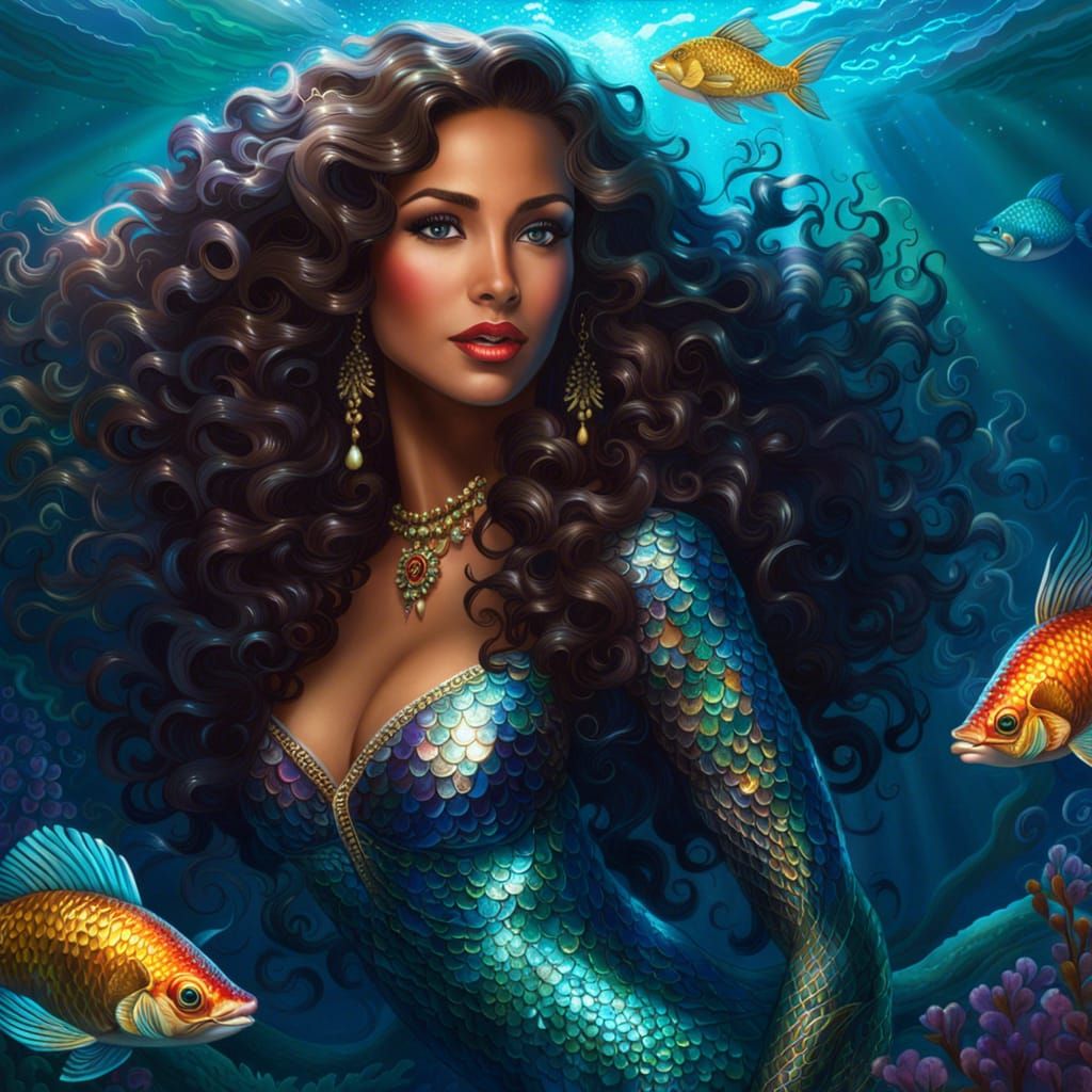 Captivating Latina Mermaid Underwater Feast