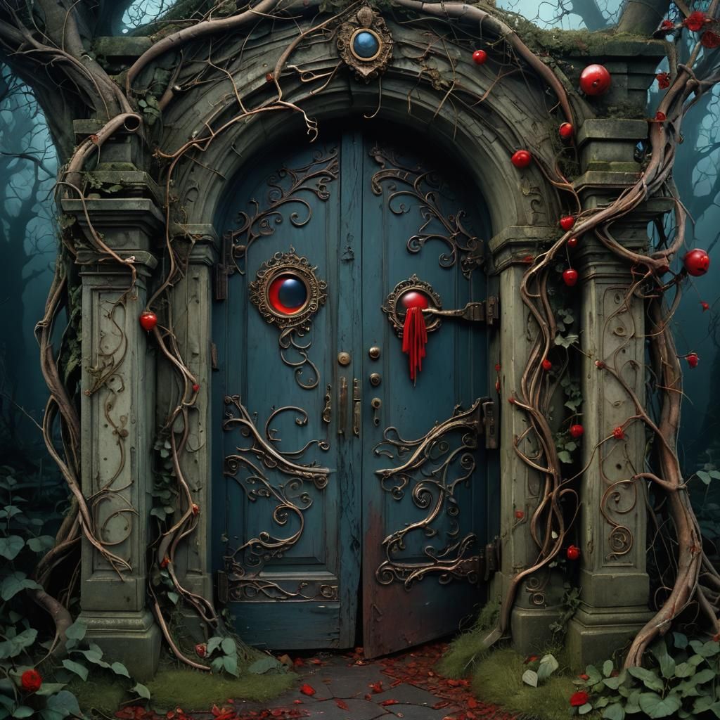 Dark Whimsical Fantasy: Alice's Abandoned Garden Door