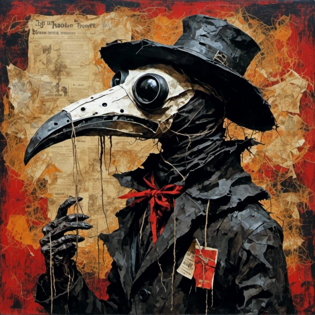 Stylized Plague Doctor in Voodoo Doll Style