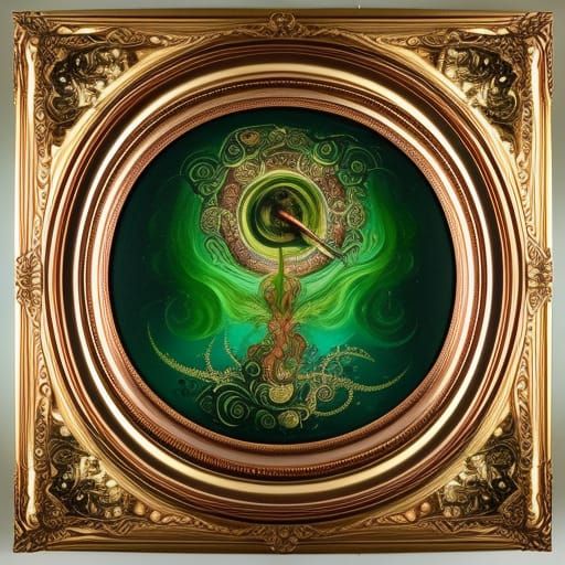 Fantastical Creatures on Oxidized Copper in Gouache Watercol...