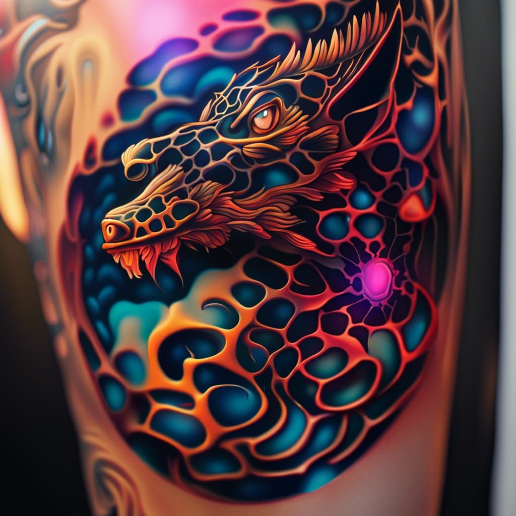 Psychedelic Lava Lamp Tattoo in Hyperrealistic Style