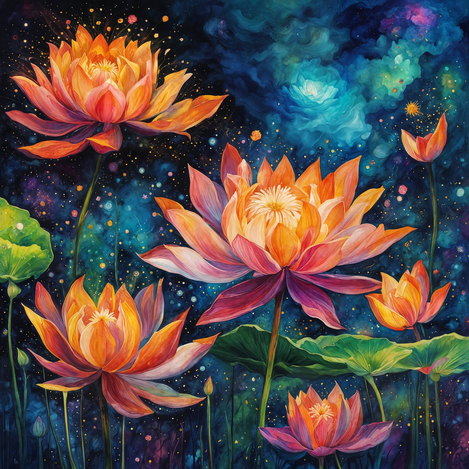 Supernova Explosion Illuminates Lotus Flower Garden