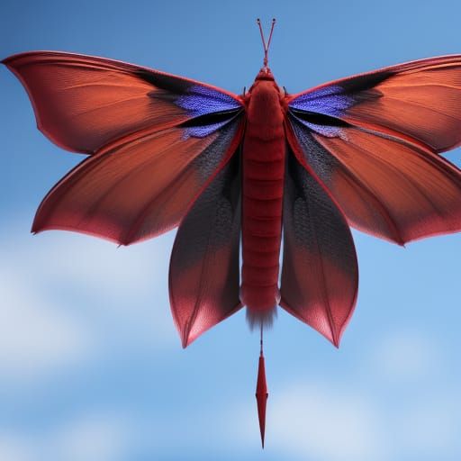 Detailed Rosy Maple Moth Digital Painting