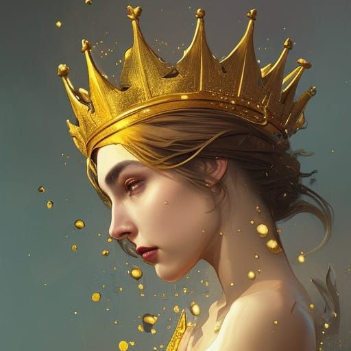 Woman with Golden Crown: Hyperdetailed Portrait