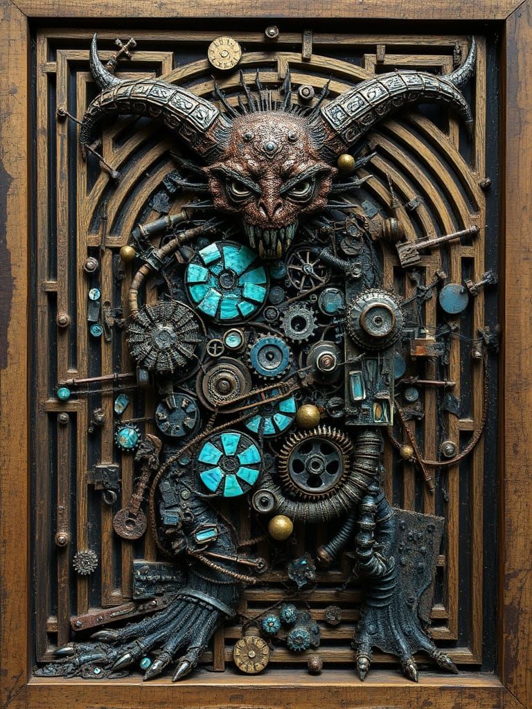 Abstract Expressionist Maze Demon in Hallucinatory Style