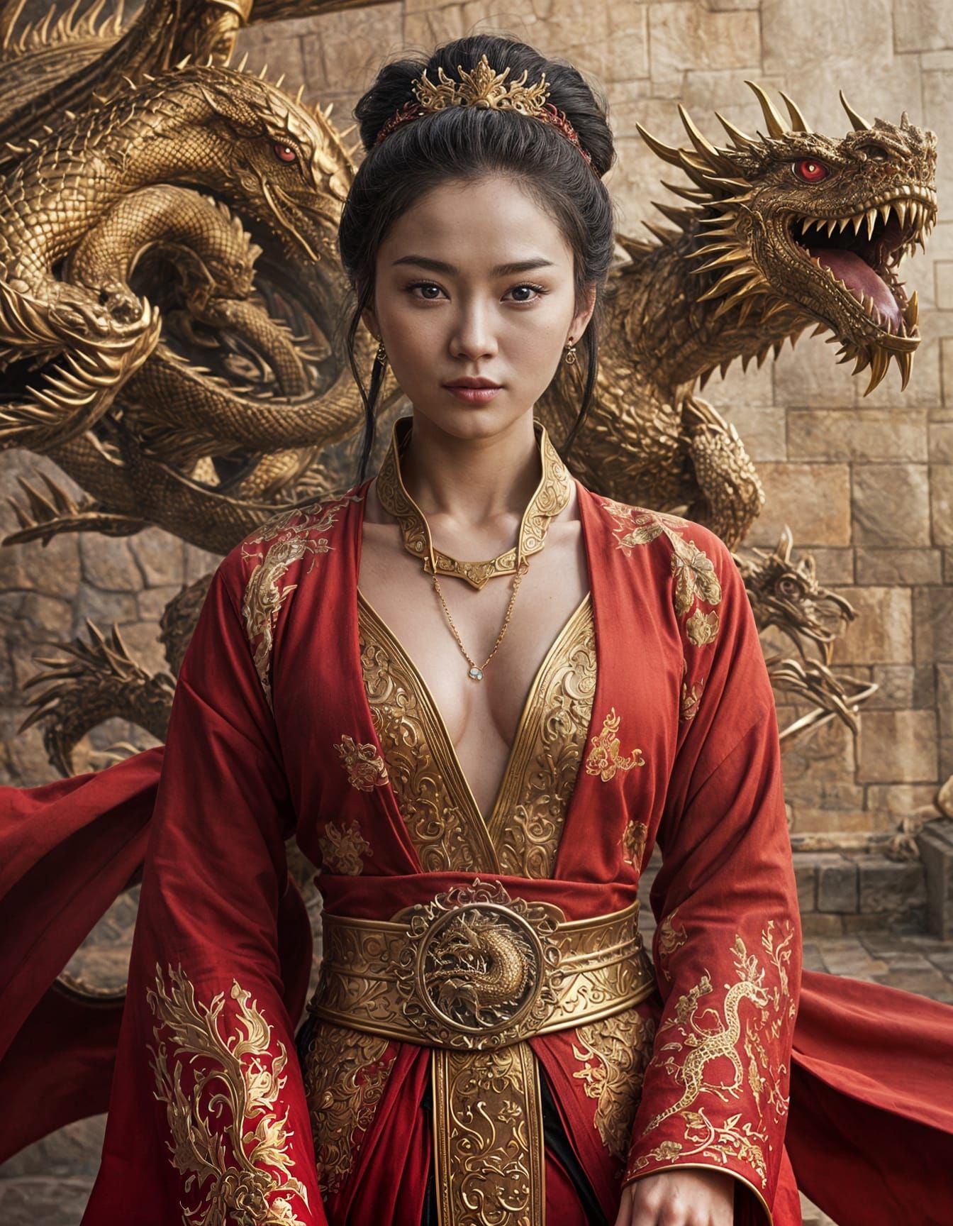 Chinese Woman and Dragon in Game of Thrones Style