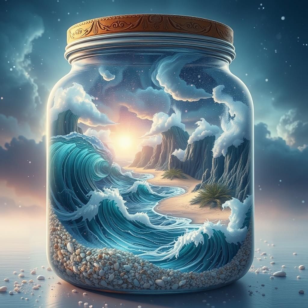 Beach in a Jar: A Surreal Seascape