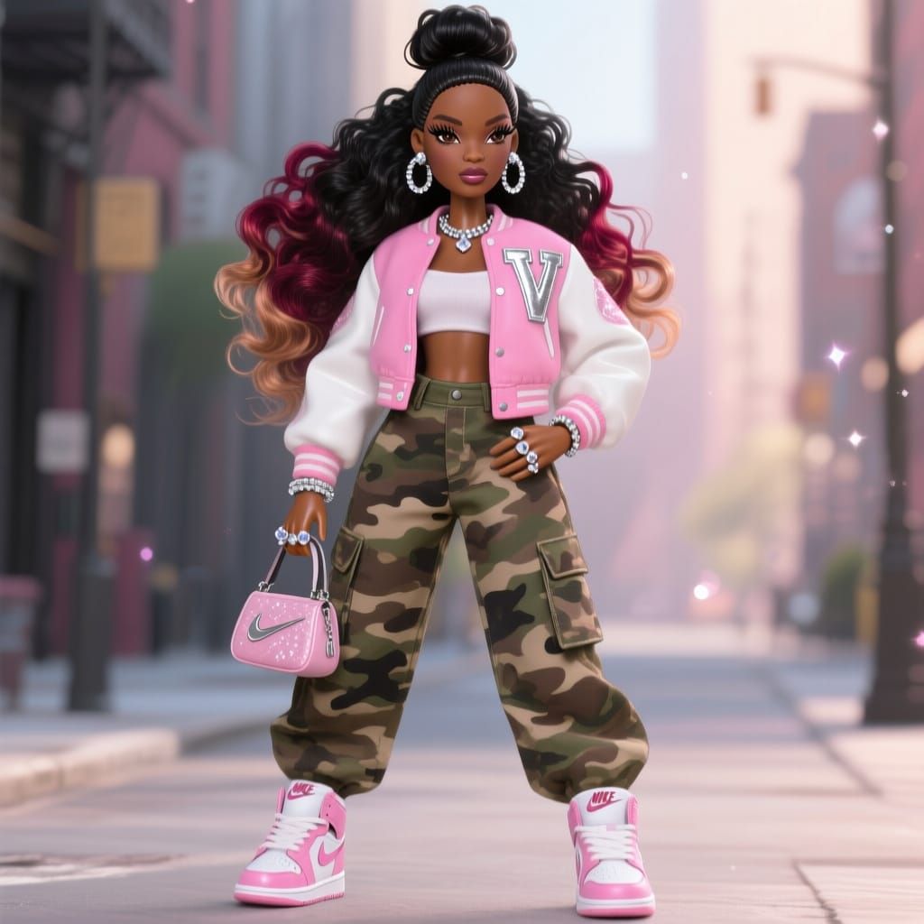 African American Woman in Urban Fashion Photoshoot