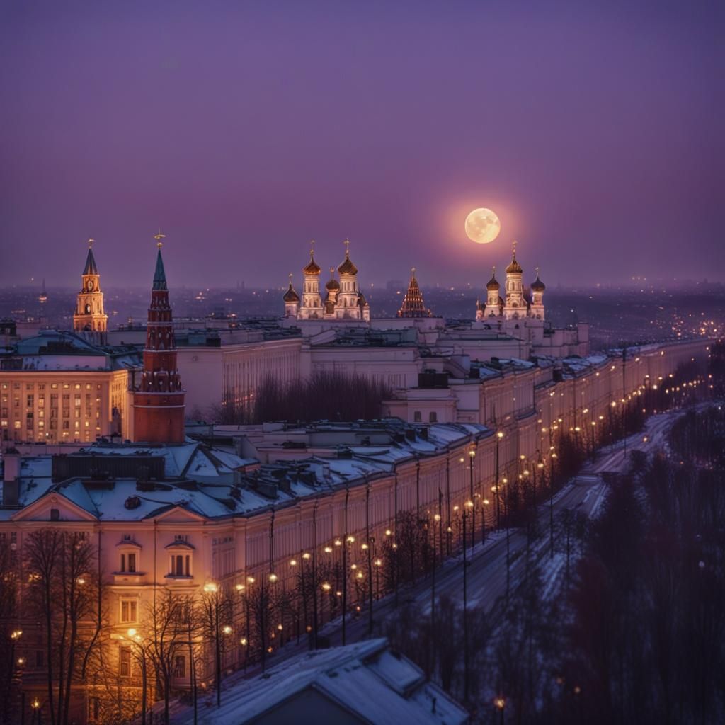 Moscow Moonrise in Cinematic Style