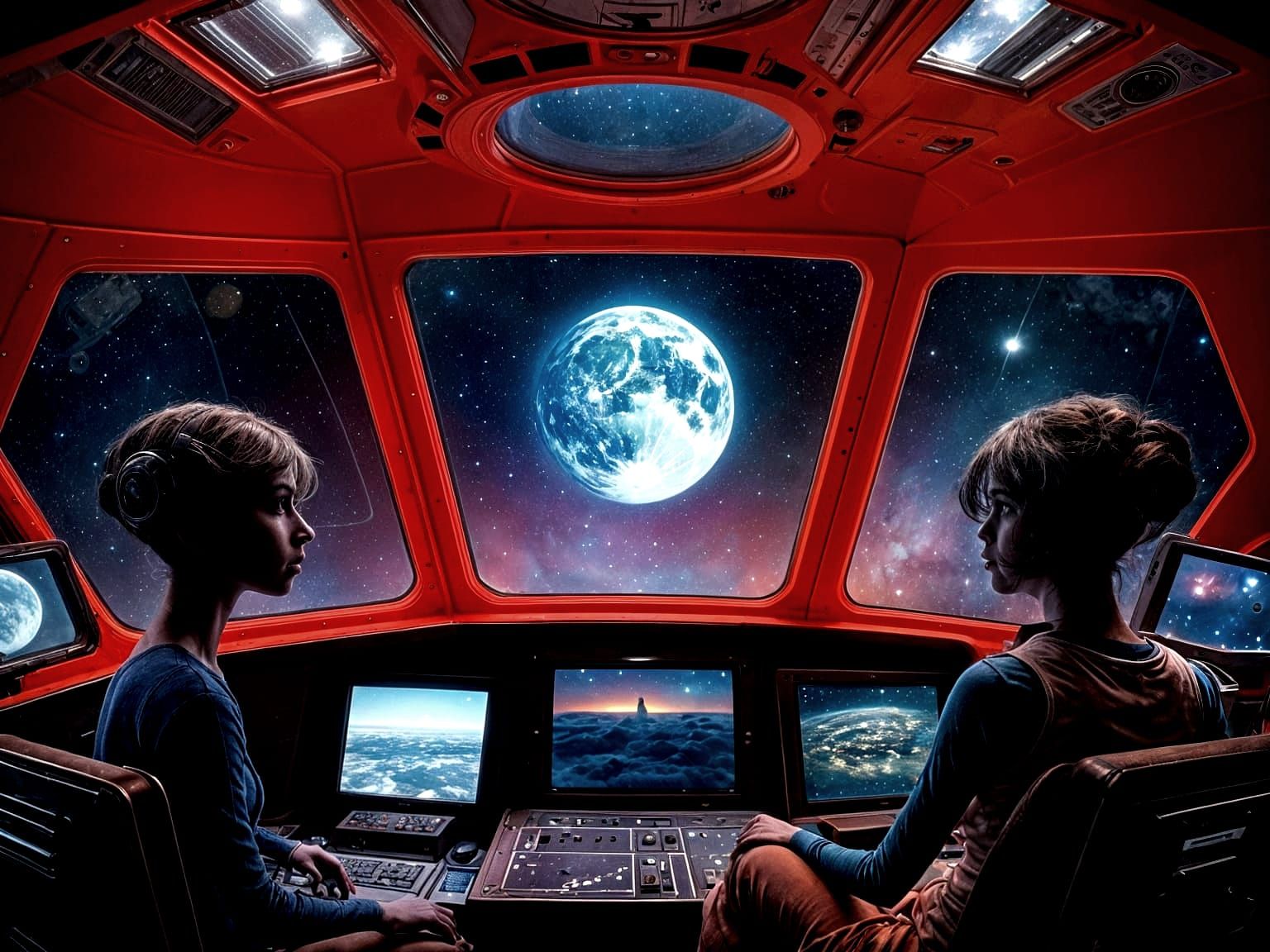 Epic Alien Spacecraft with Earthrise and Iconic Photography