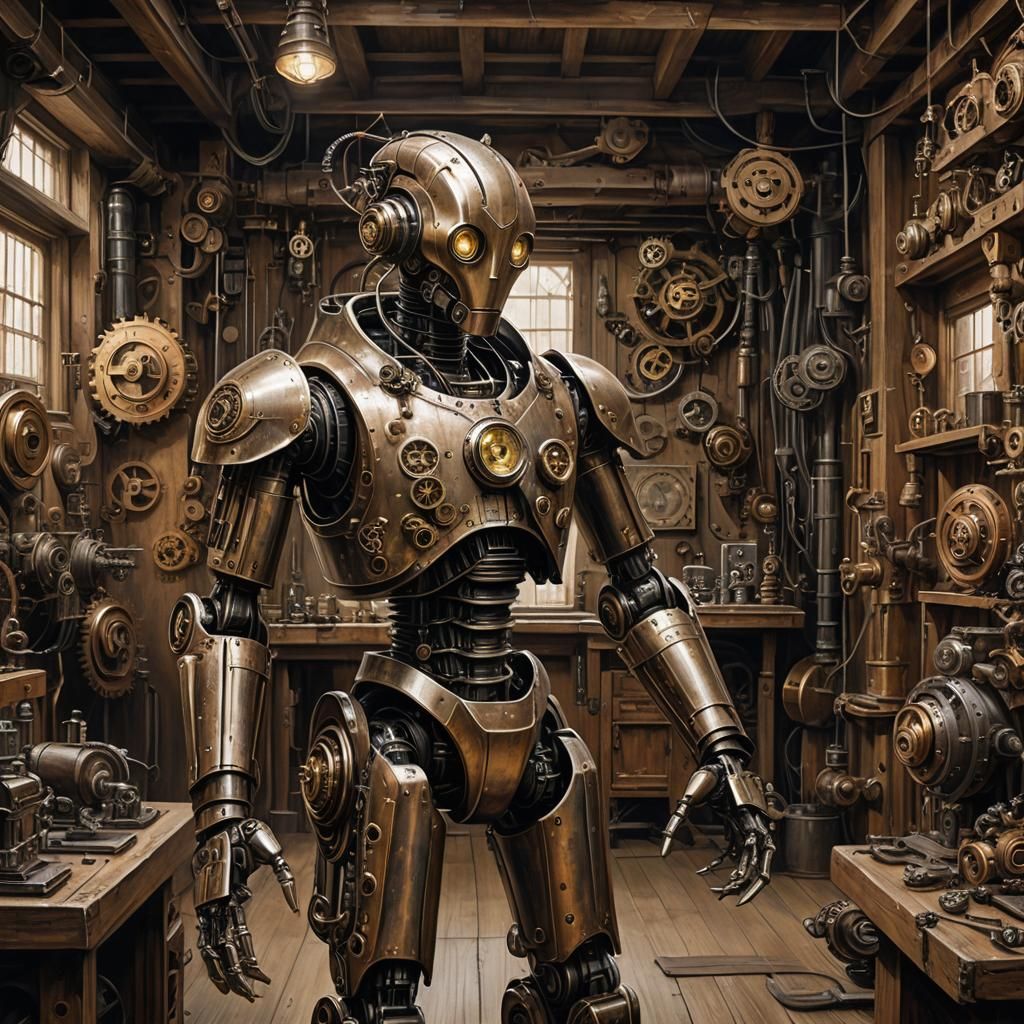 Art Brut Robot Tai Chi in Steampunk Workshop