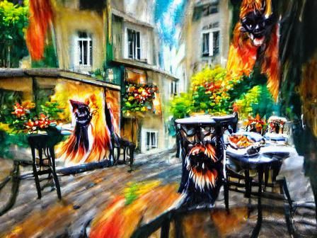 Charming French Street Scene in Acrylic Style