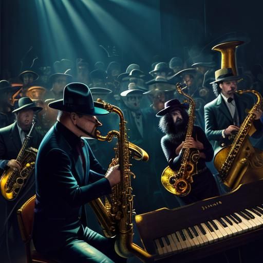 Animals Playing Jazz in Expressive Oil Painting