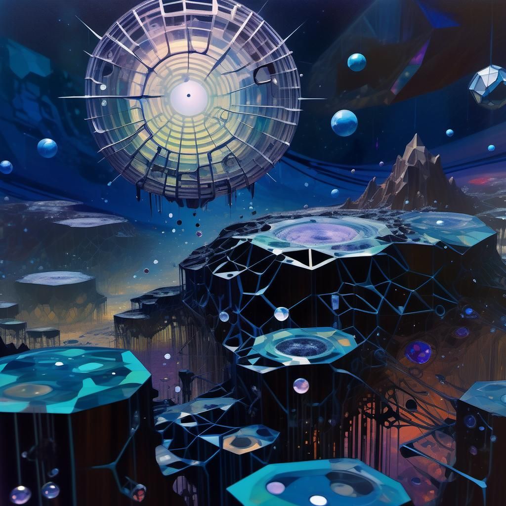 Low-Poly Sci-Fi Cellular Structure in Space