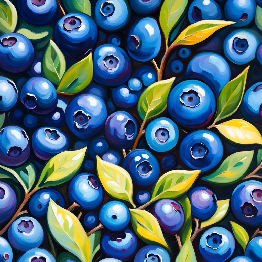 Blueberry Field in Expressionist Impasto Style