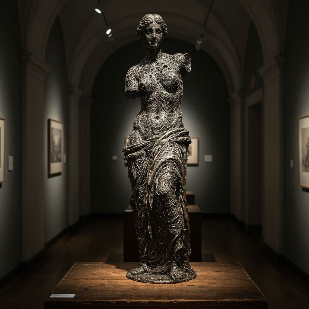 Wire Sculpture of Venus de Milo in Bronze Patina