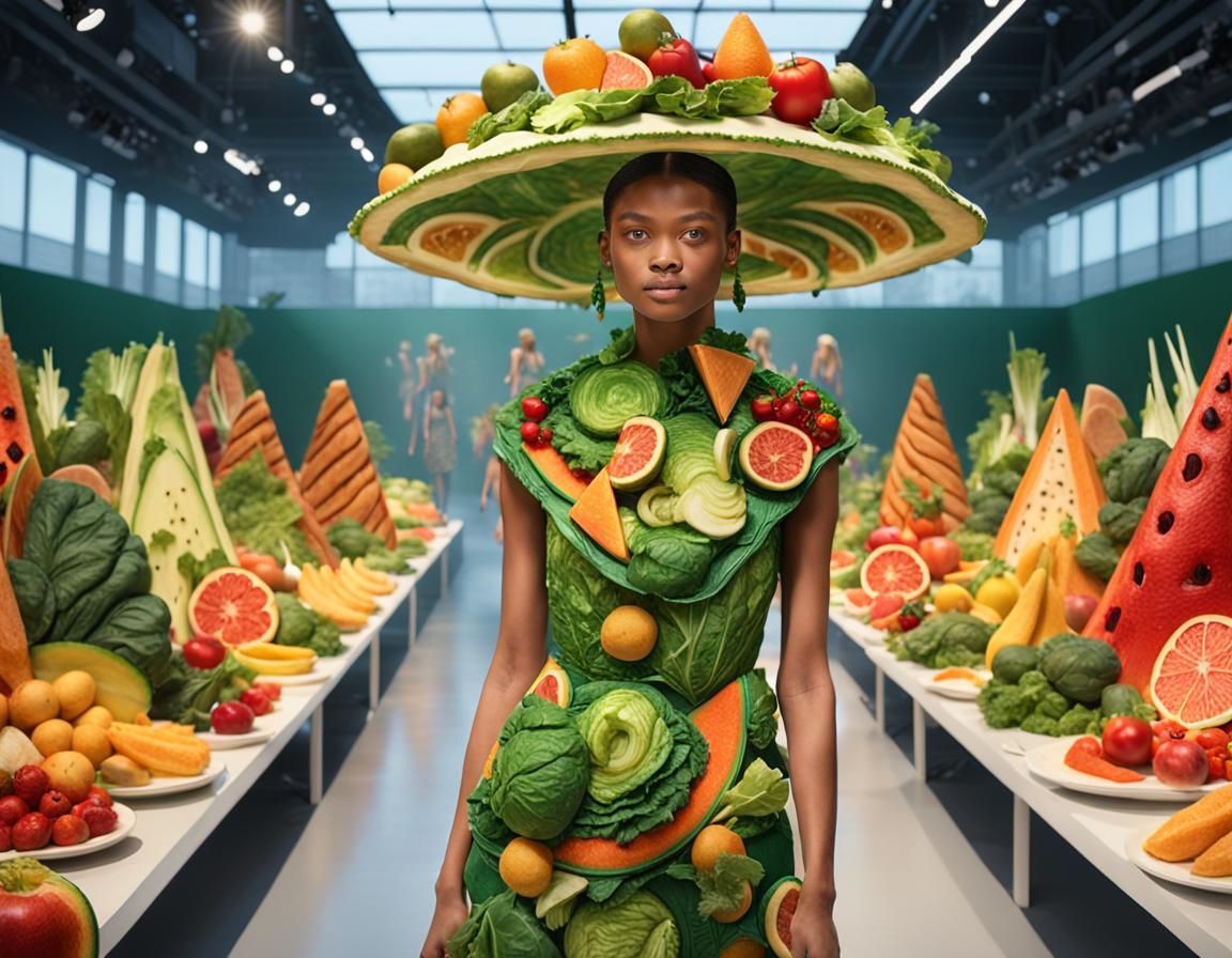 Food Fashion Show in Hyperrealistic Digital Art