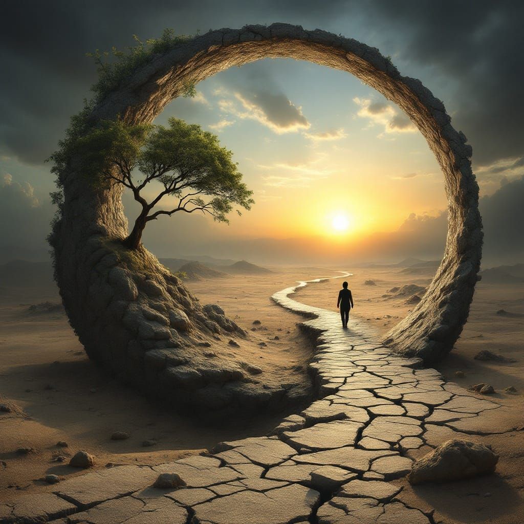 Surreal Desert Odyssey Beyond the Cracked Horizon