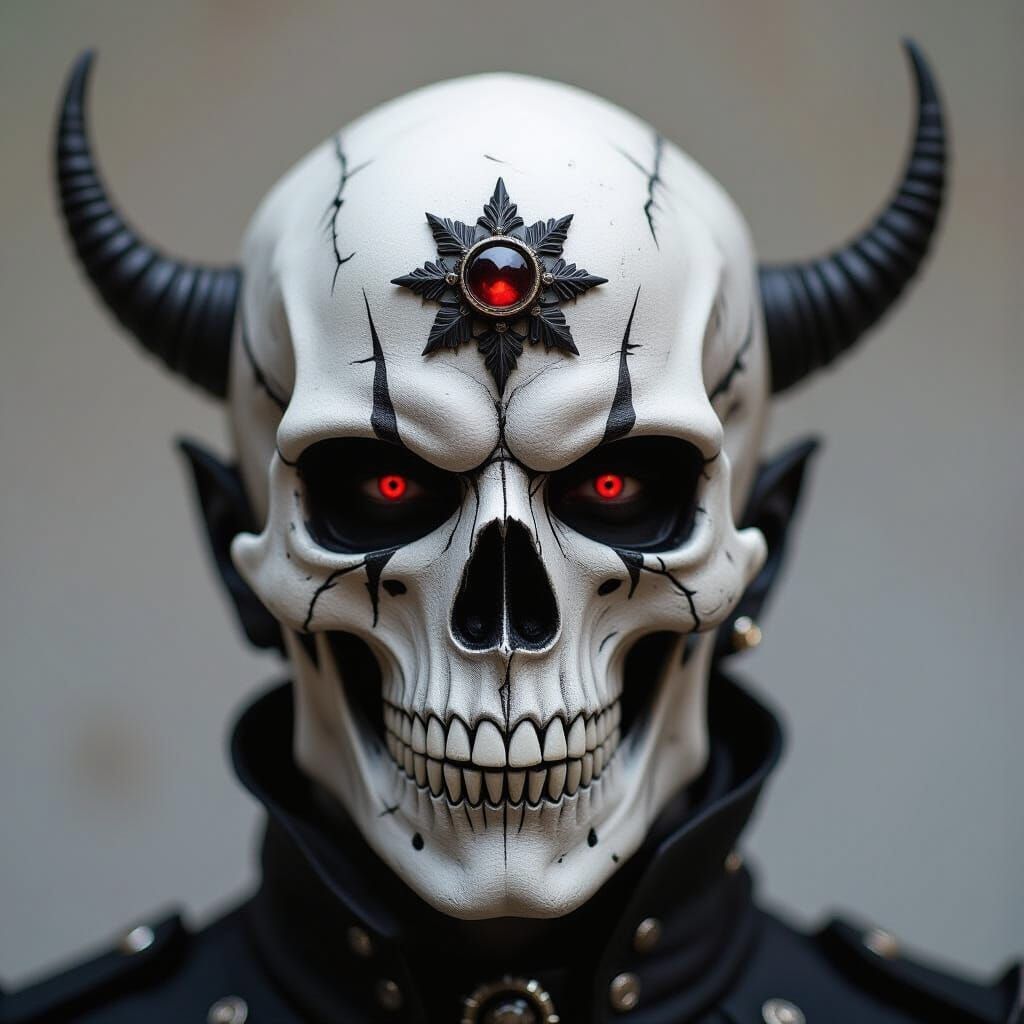 Gothic Demonic Vampire in Steampunk Skull Mask