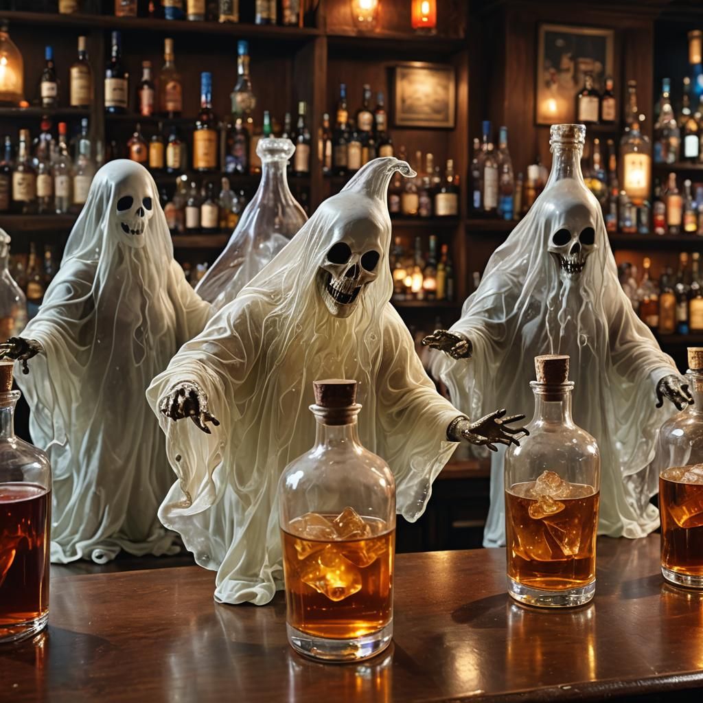 Devil Bartender Serves Spirit Ghost in a Bottle