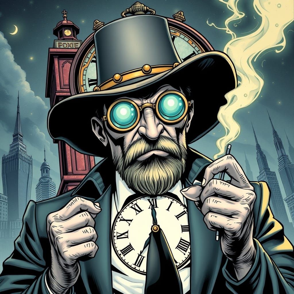The Ticker: Absurd Villain Steals Clocks, Comic Book Art