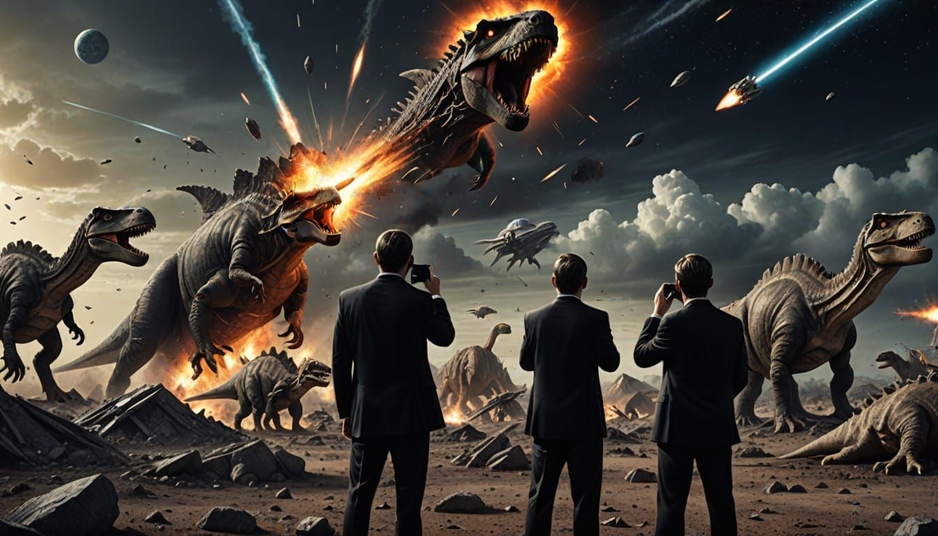 Men in Black Photograph Dinosaur Extinction Event