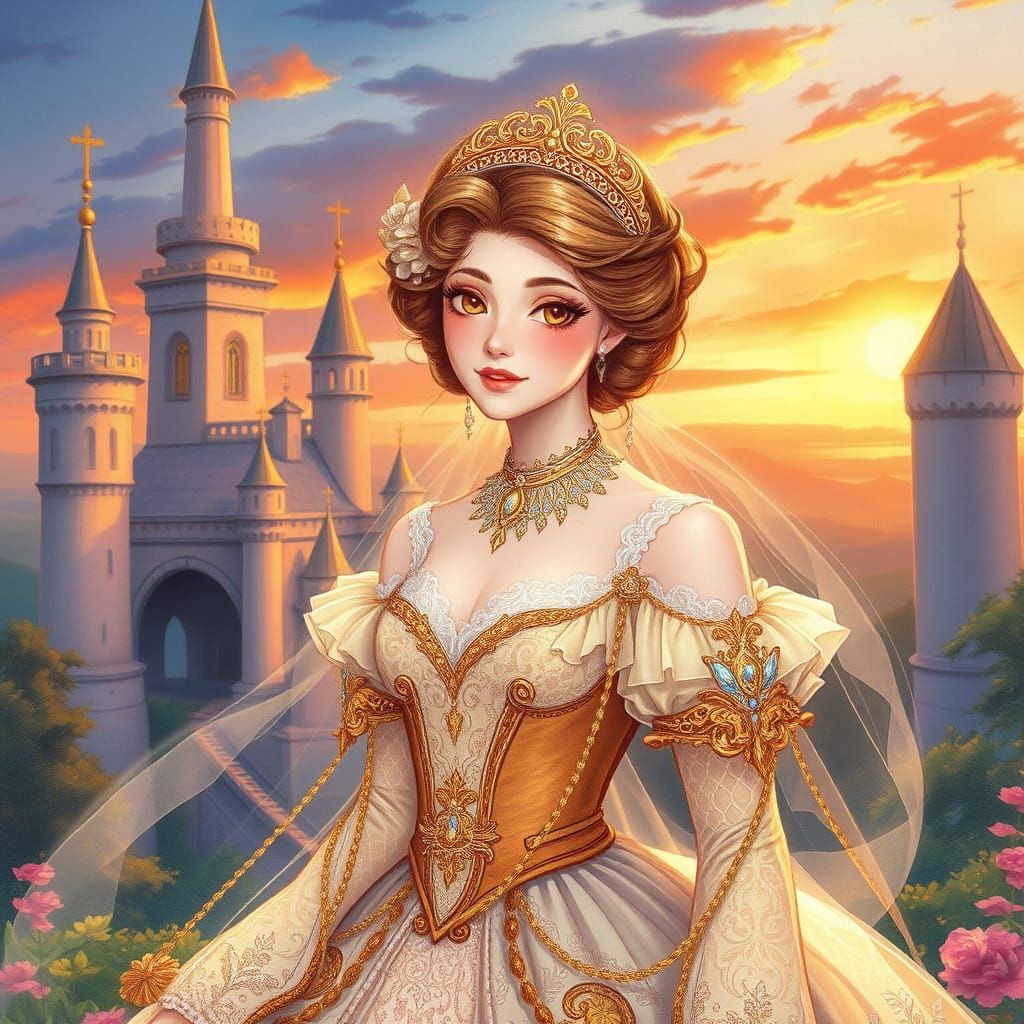 Princess Garnet in Whimsical, Dreamy Royal Attire
