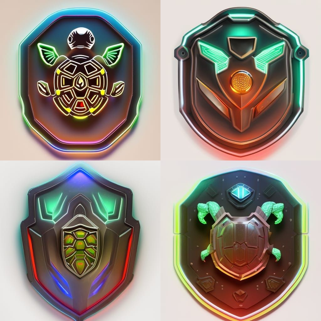 Synthwave Turtle Shell Logo in Hyperrealism