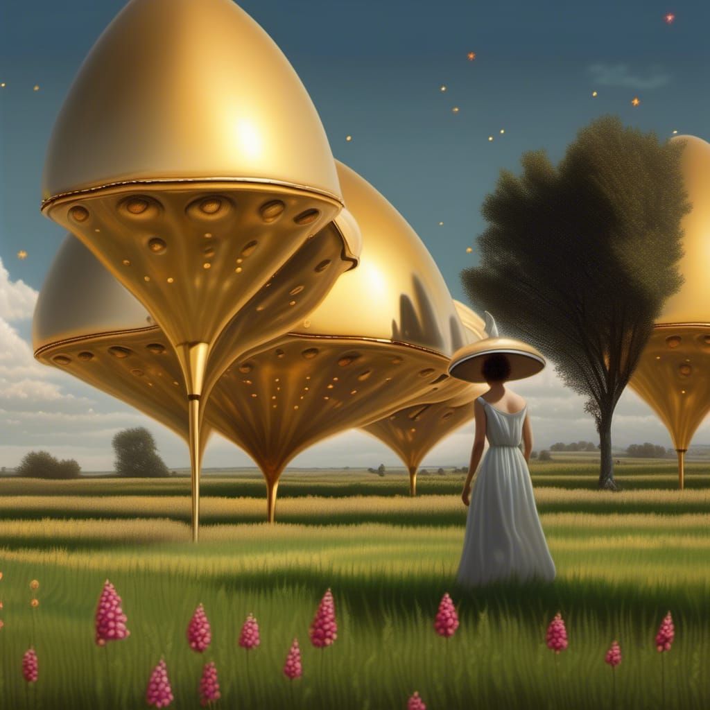 Golden Saucer Interior in Hard Surrealism Style