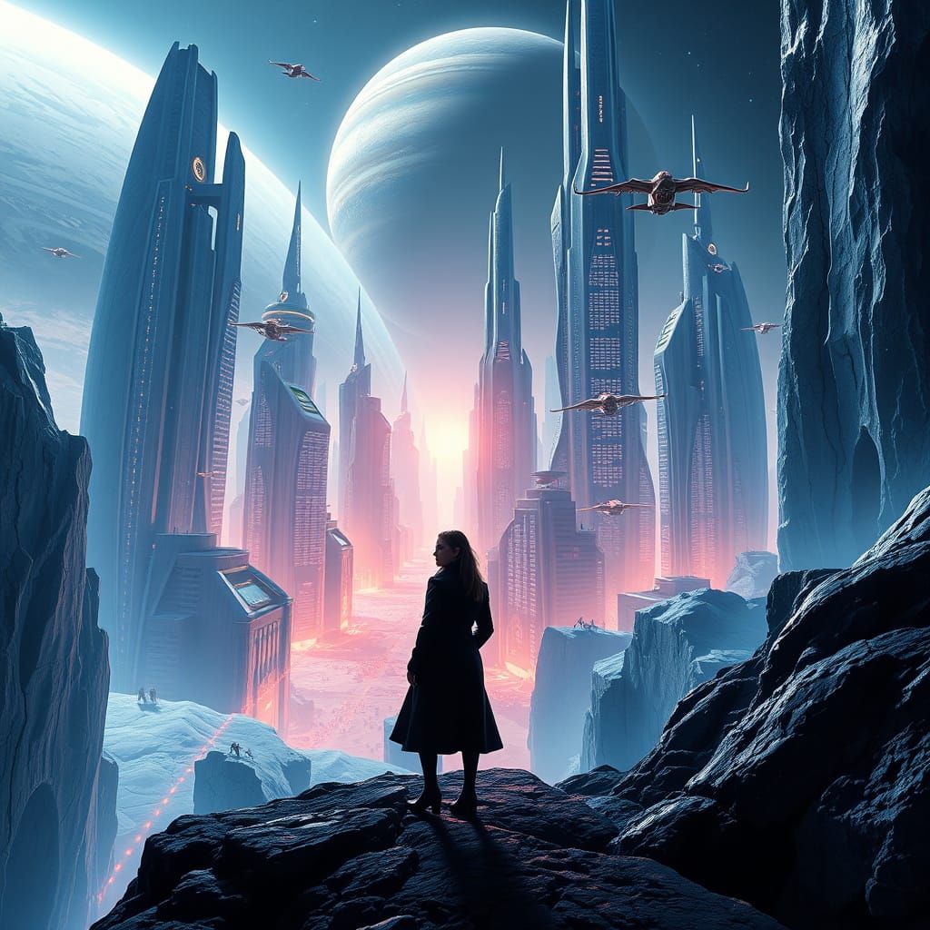 Futuristic Europa Cityscape with Ice Skyscrapers