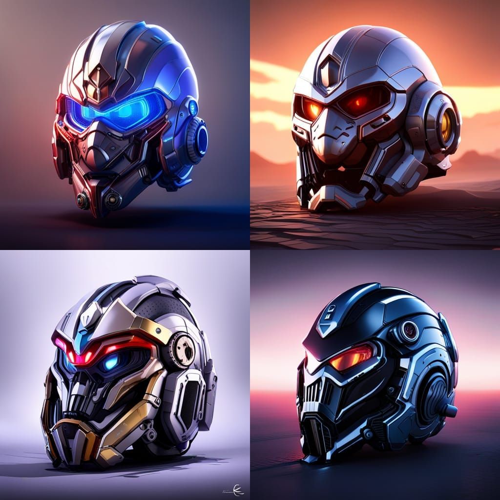 Futuristic Eagle Helmet with Intricate Mech Details