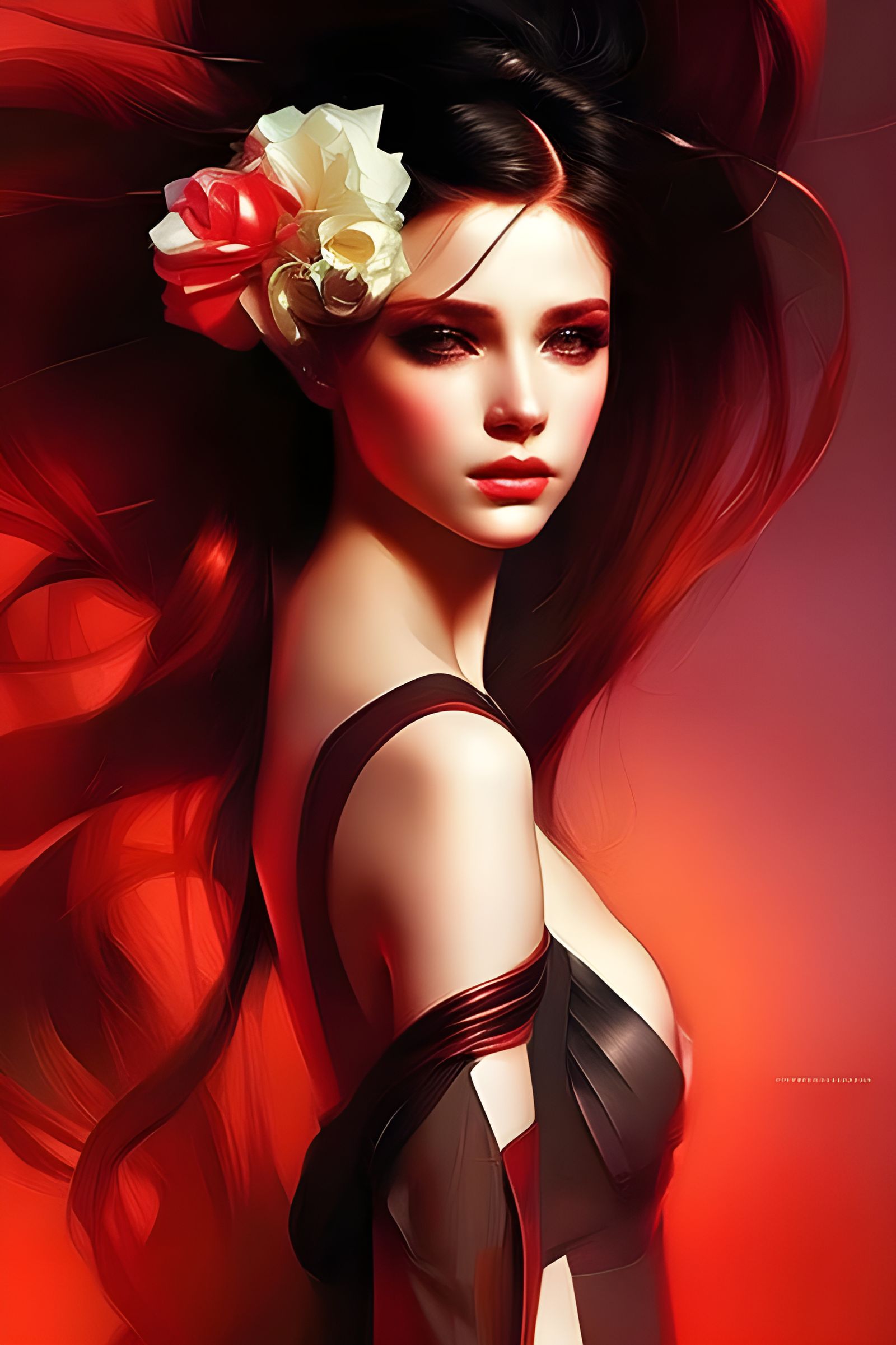 Beautiful Woman Portrait with Vibrant Triadic Colors