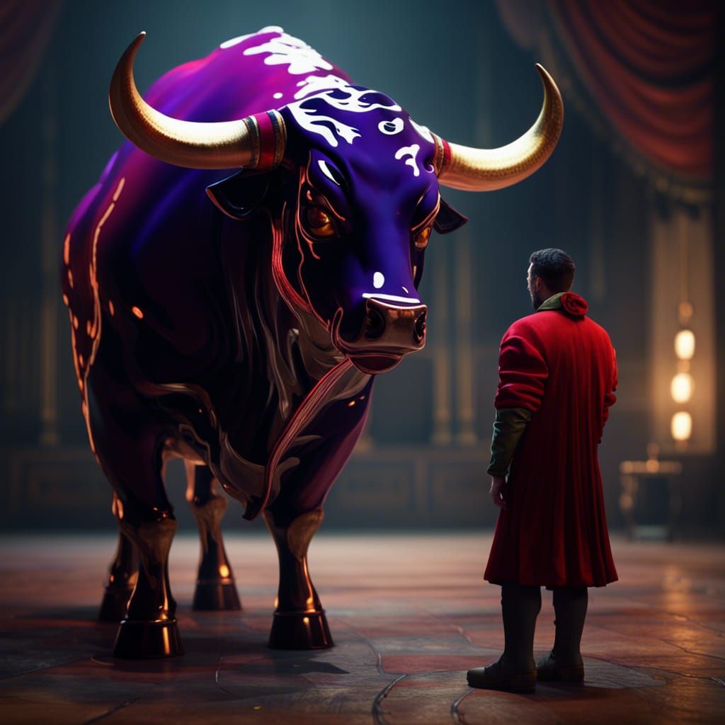 Matador and Blown Glass Bull: Detailed Matte Painting
