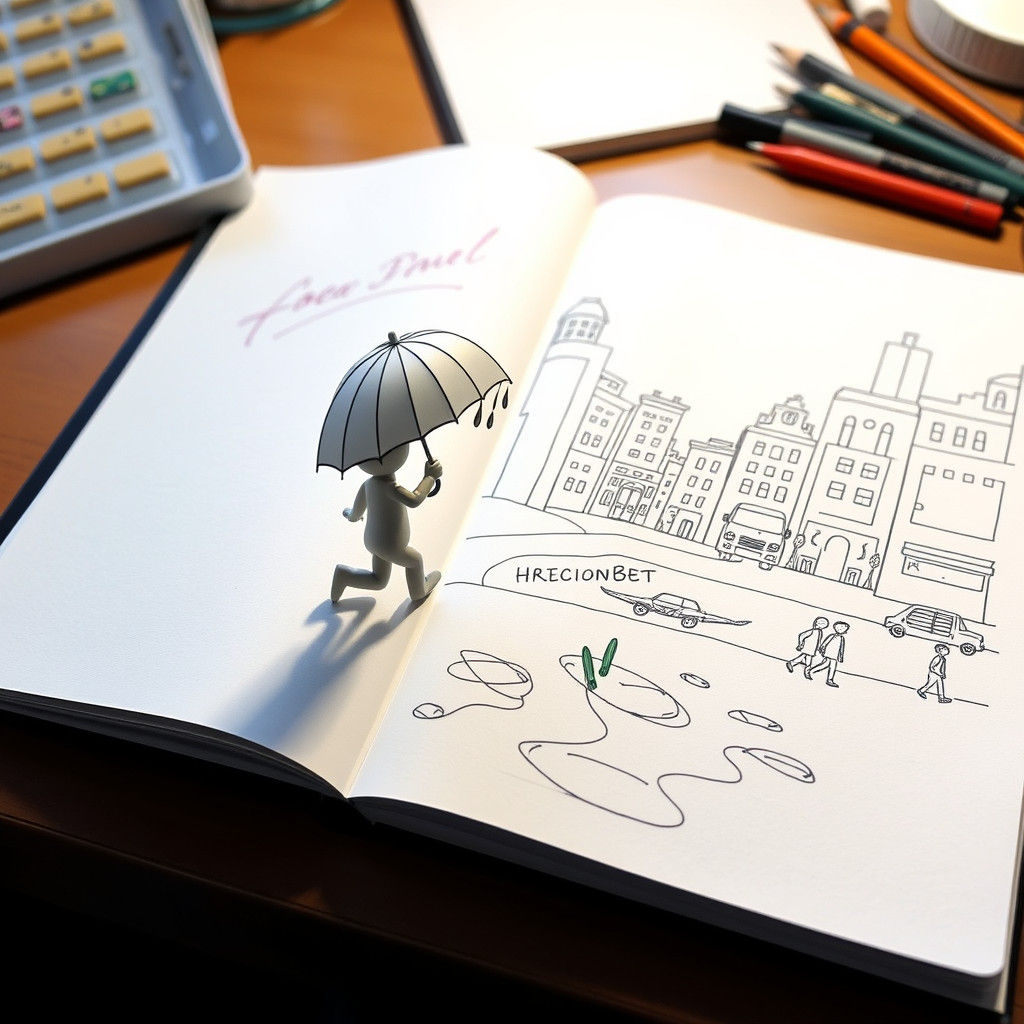 3D Character Escapes from Line Art Cityscape