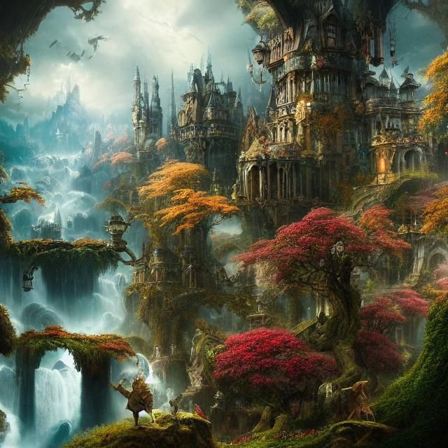 Epic Wonderland Scene in Digital Matte Painting Style