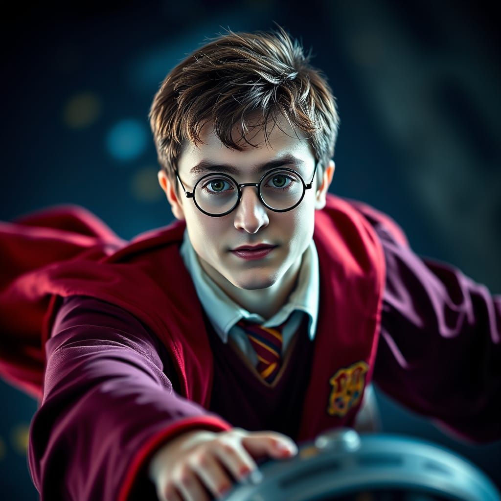Harry Potter Portrait Flying Nimbus 2000