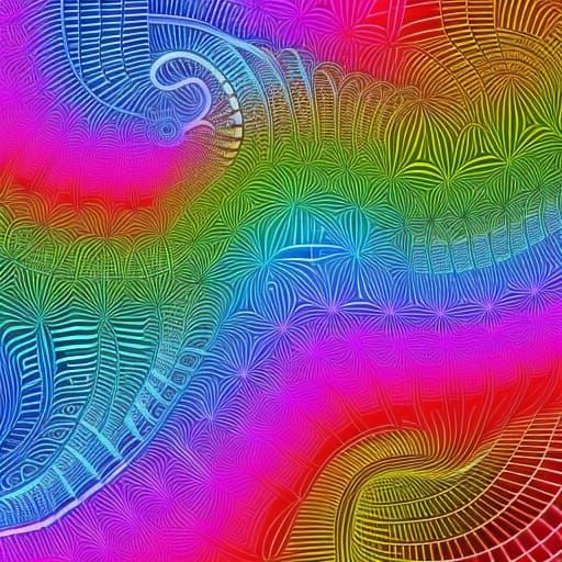 Abstract Rainbow Neon Tentacles in 3D Shading
