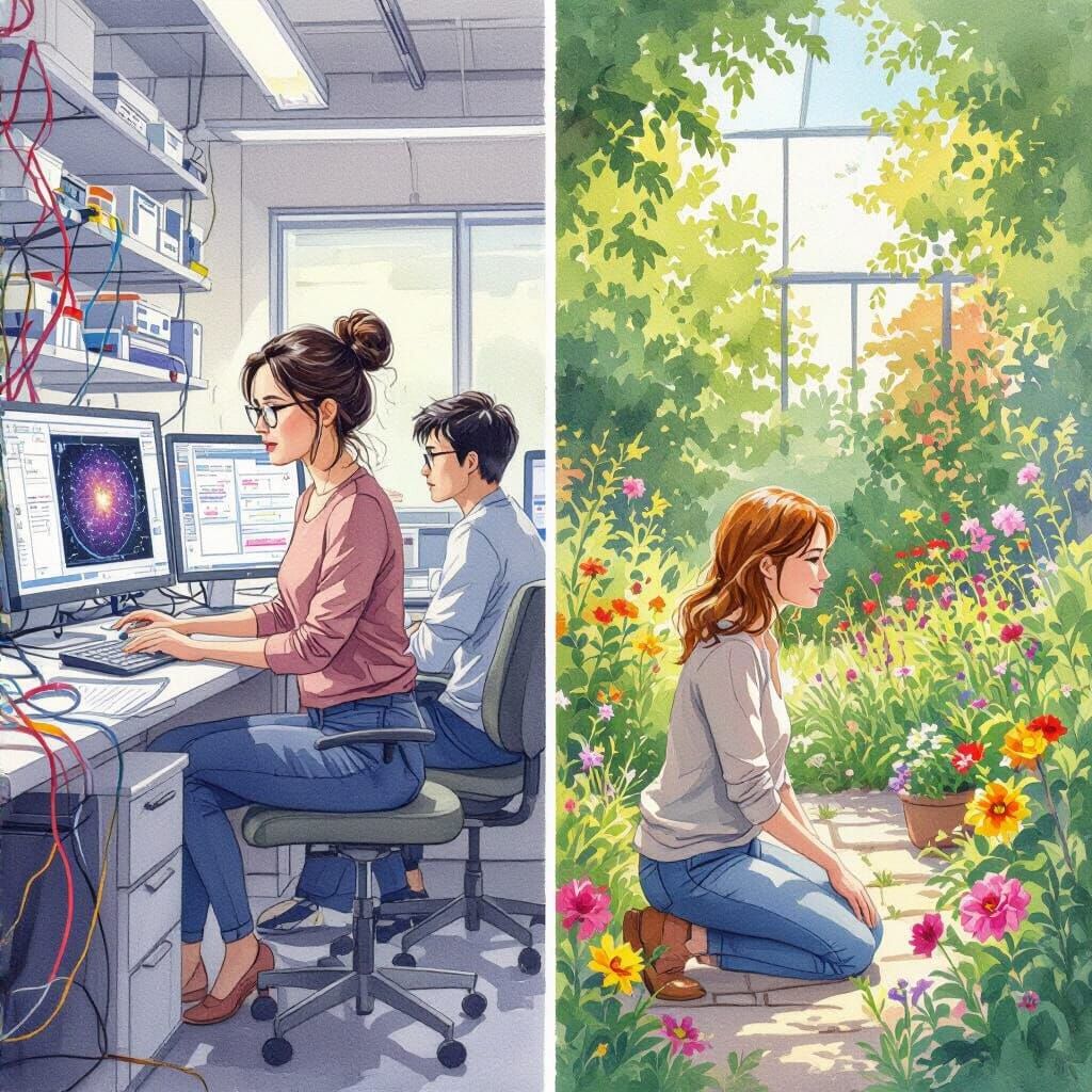Physics Lab and Garden: Watercolour of Parallel Mysteries