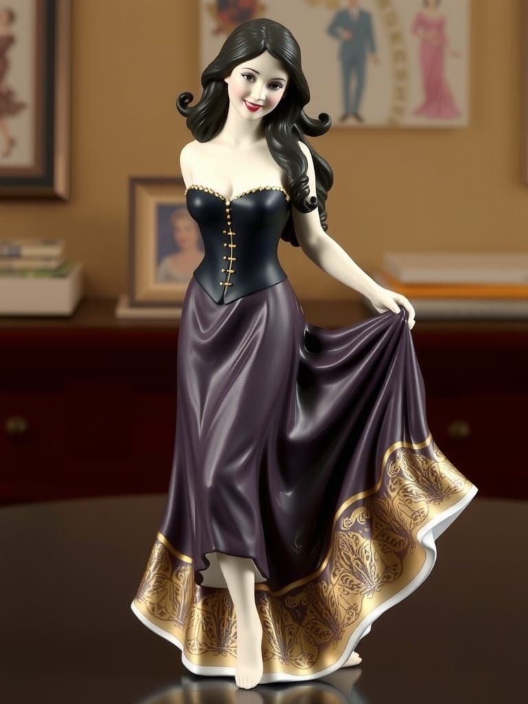 Renaissance Woman Porcelain Figurine, Intricate Detail