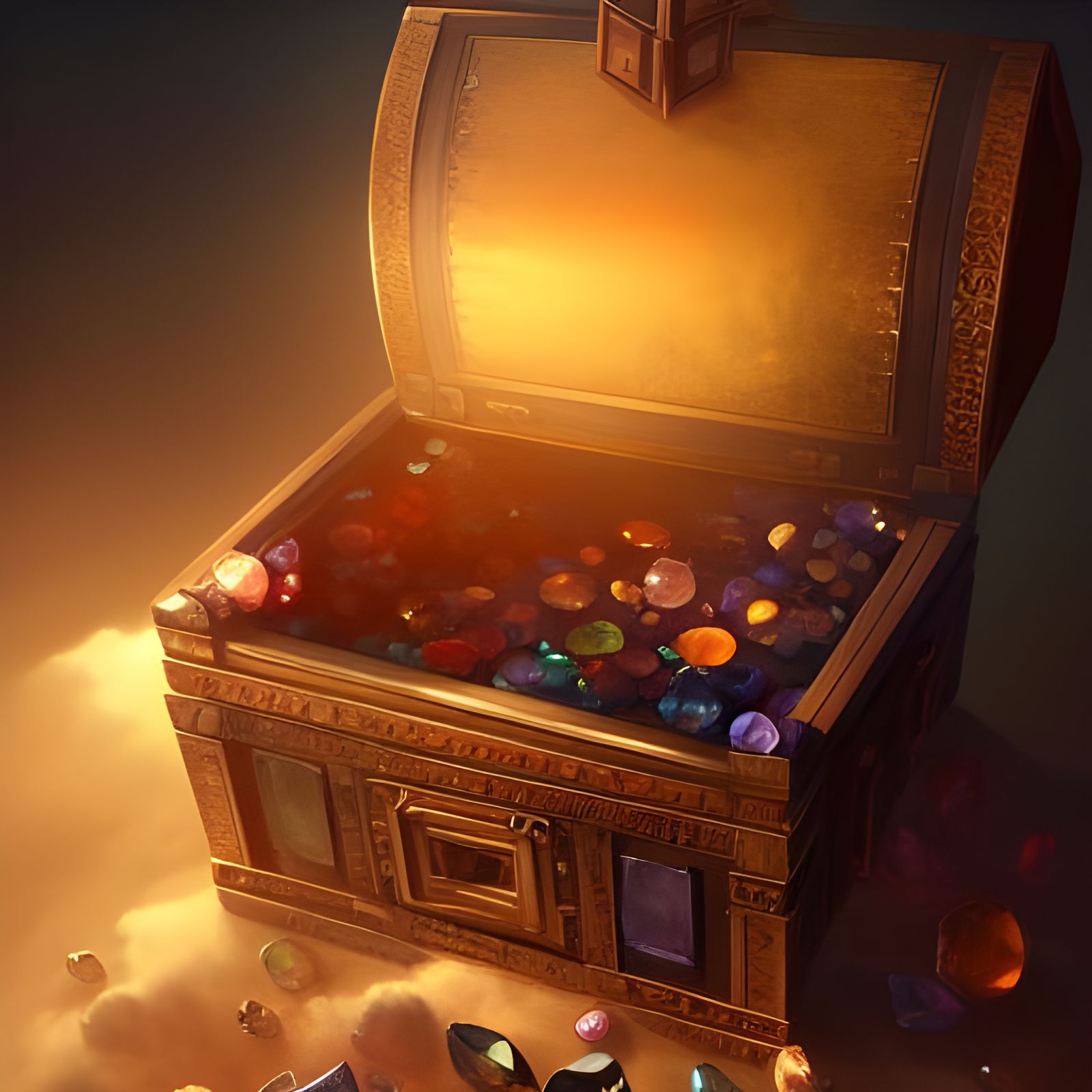 Gemstone Treasure Chest in Fantasy Art Style