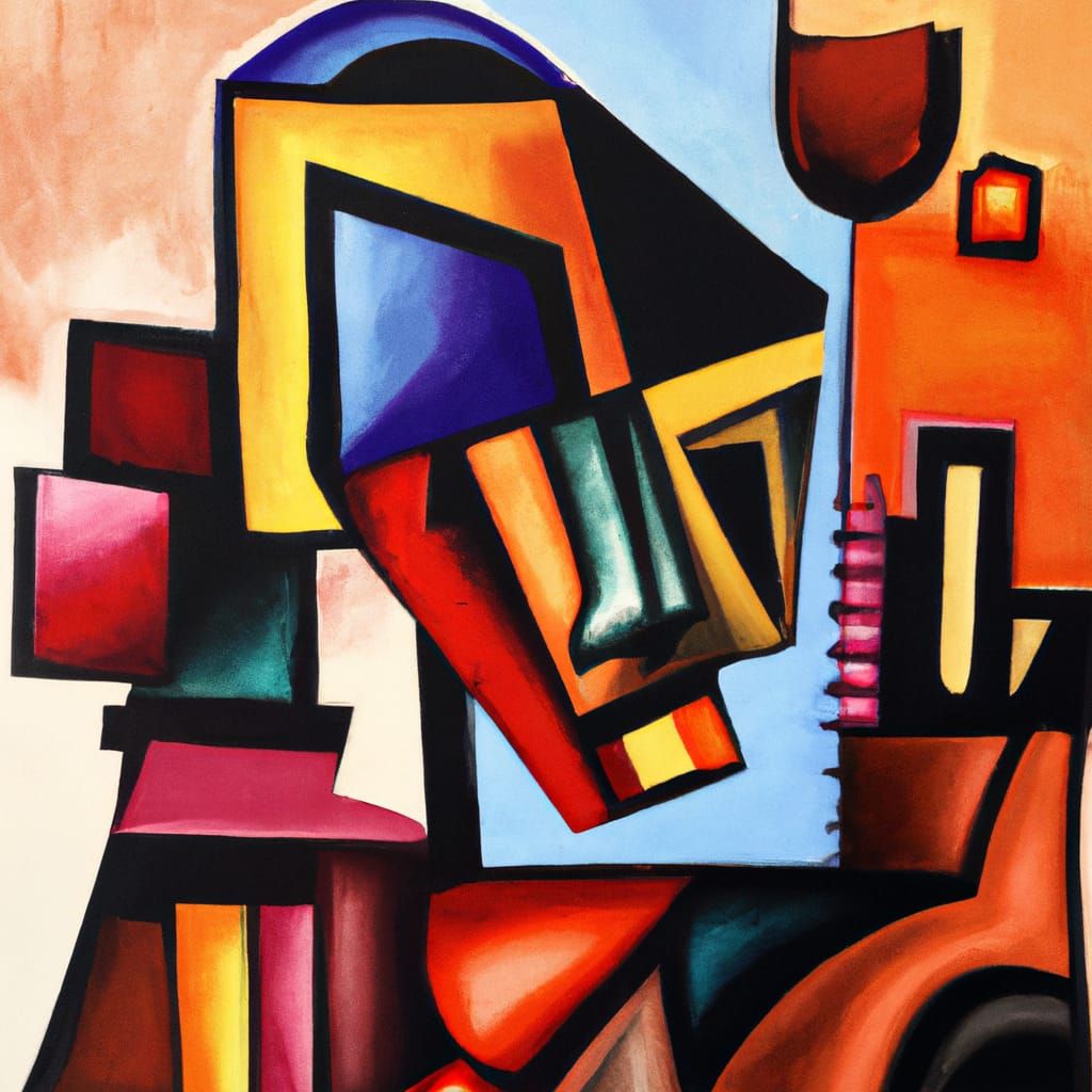 Vibrant Abstract Cubist Art Exploring Emotion