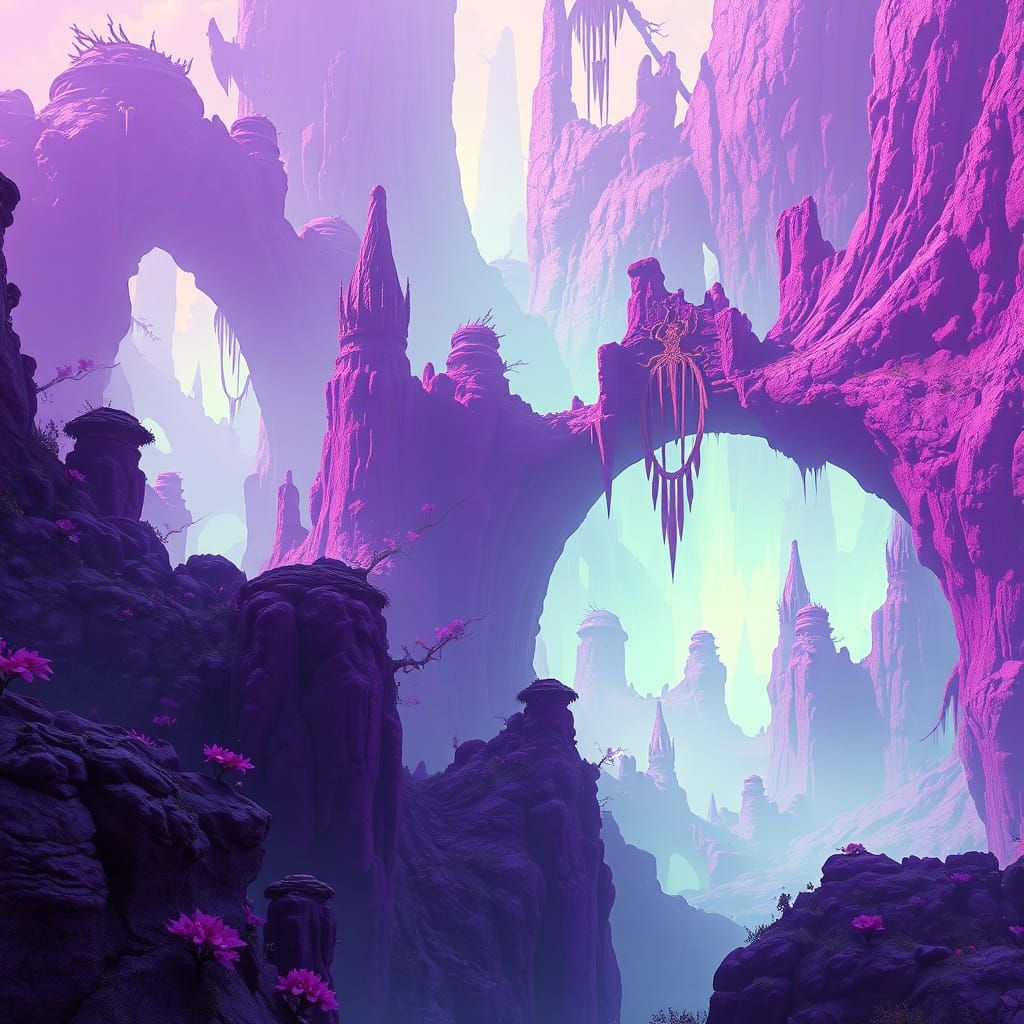 Mystical Realm in Vibrant Purple