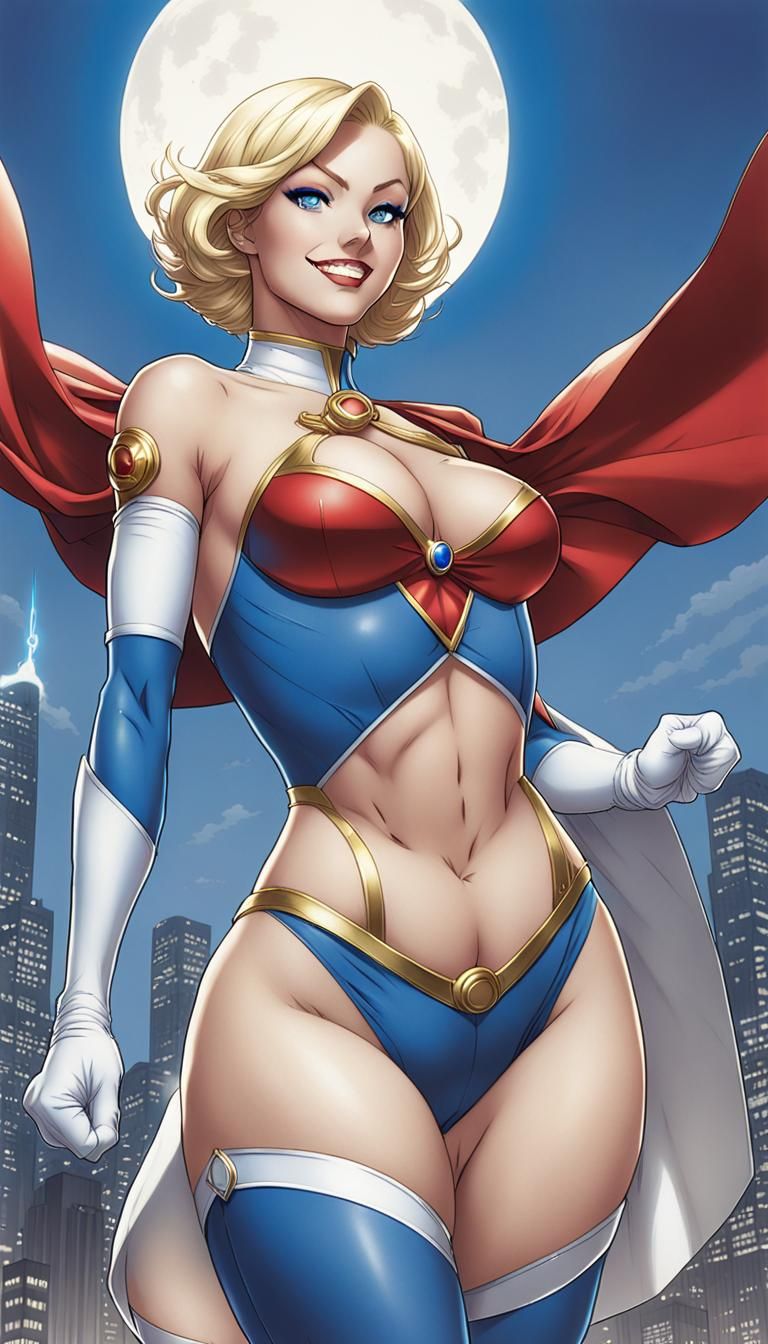 Powergirl Comic Book Pin-Up in Anime Style