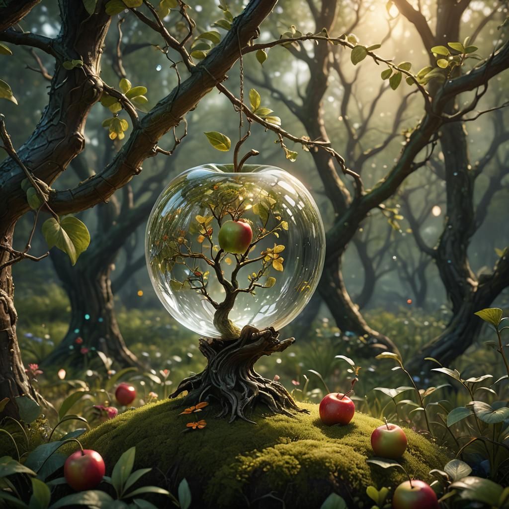 Glass Apple Portal to Fantasy Forest