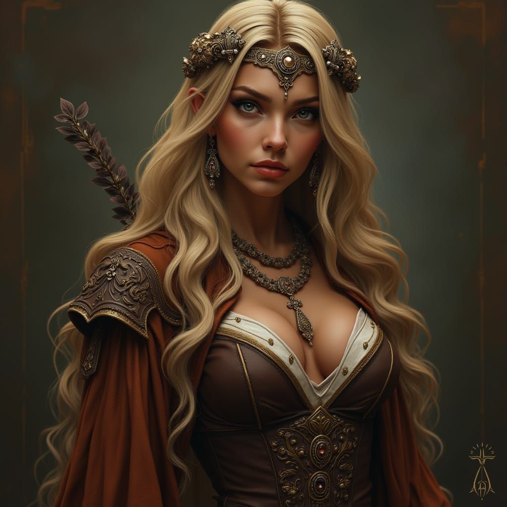 Hyperrealistic Woman in Leather Clothing and Jewellery