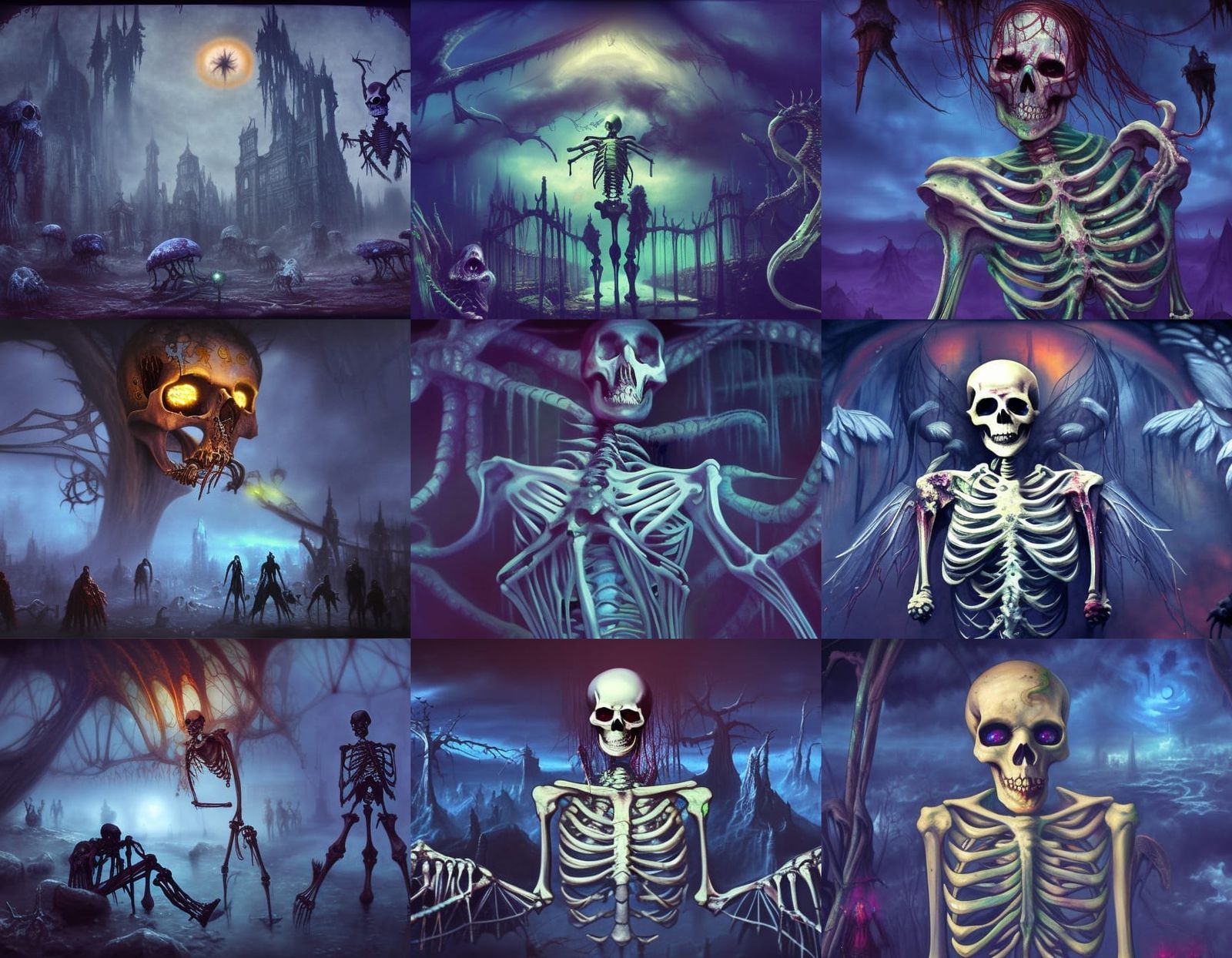 Global Skeleton deep color zombiecore fantasycore fantasy fairycore dreamcore dystopian horror oil on canvas gothic art ...